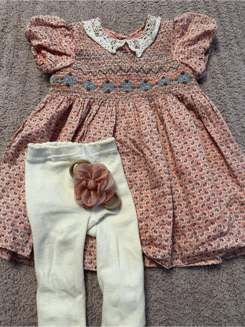 🌸 Next Smocked Floral 3-Piece Outfit Set 12-18M Boho EUC